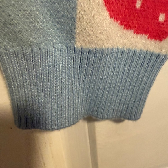 Anthropologie Luna Ivy Strawberry Blue White Checkered Sweater Size Large - Picture 6 of 13